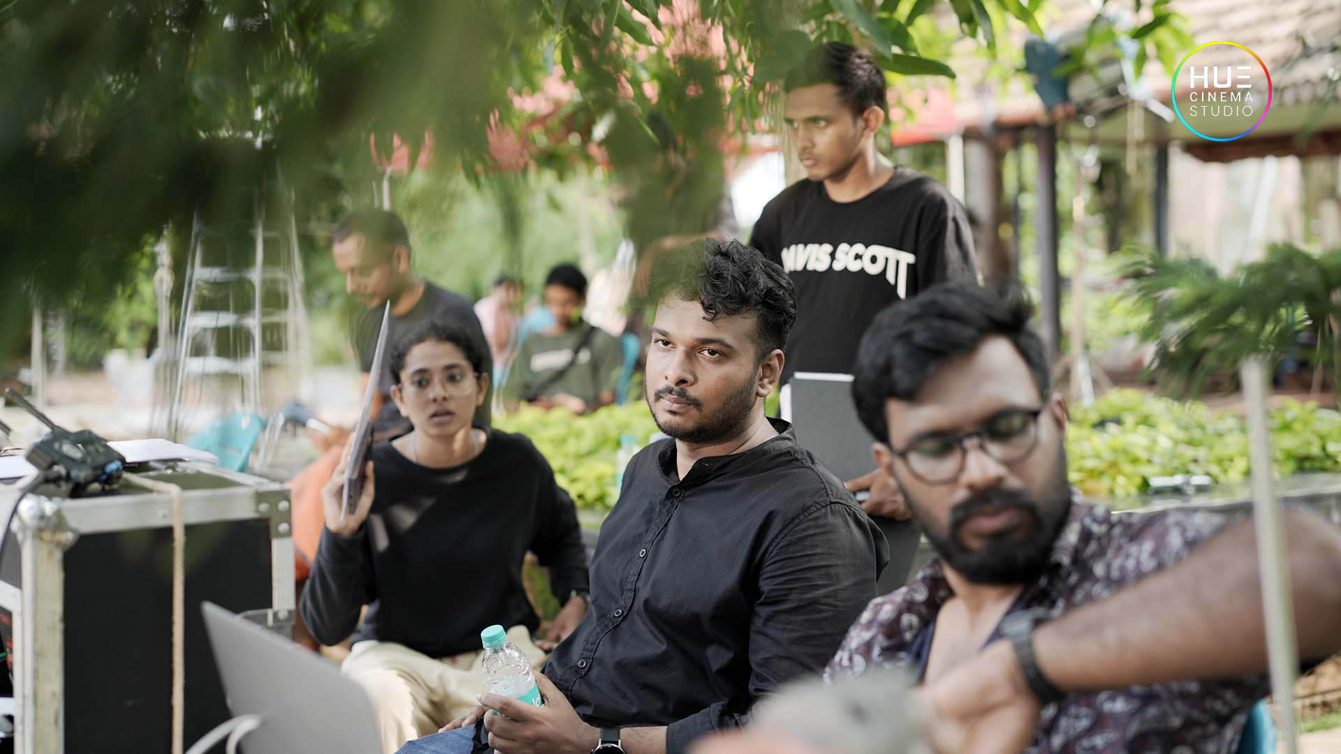 Haran Reddi monitoring shots during ad film production at Hue Cinema Studio.